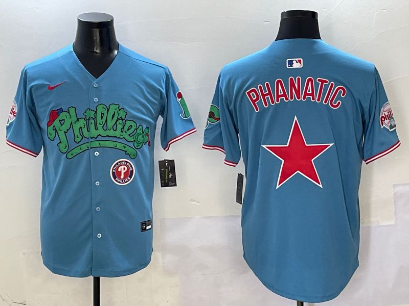 Men Philadelphia Phillies Blank Light Blue Four generations joint name 2025 Nike MLB Jersey style 1